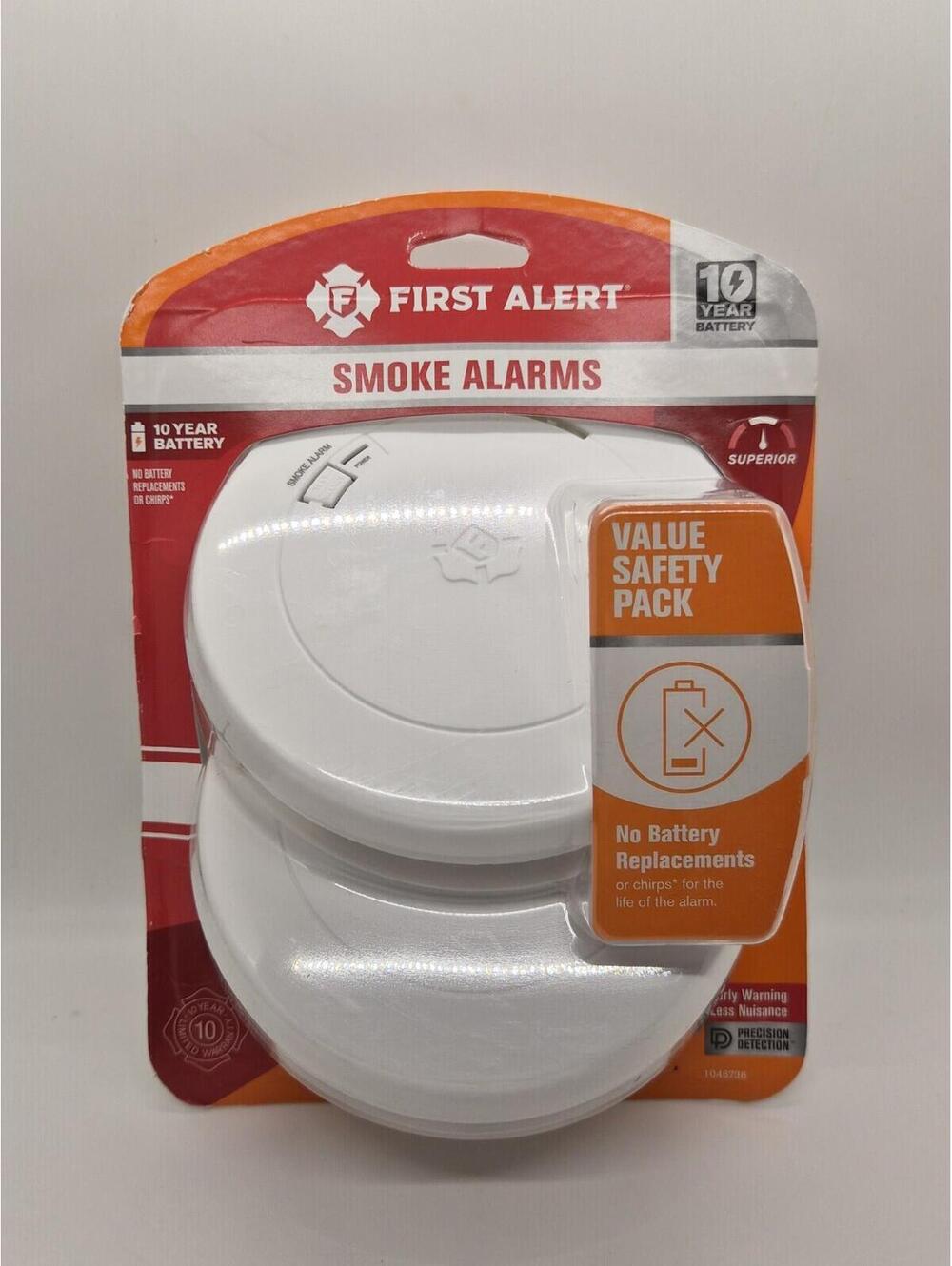 New 2 Pack First Alert Smoke Alarms 10 Year Battery #1046736 Value Safety Pack